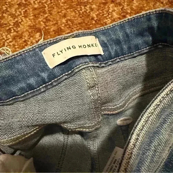 Flying Monkey sz 26 two tone color block jean frayed hem high waist best seller - Picture 5 of 10